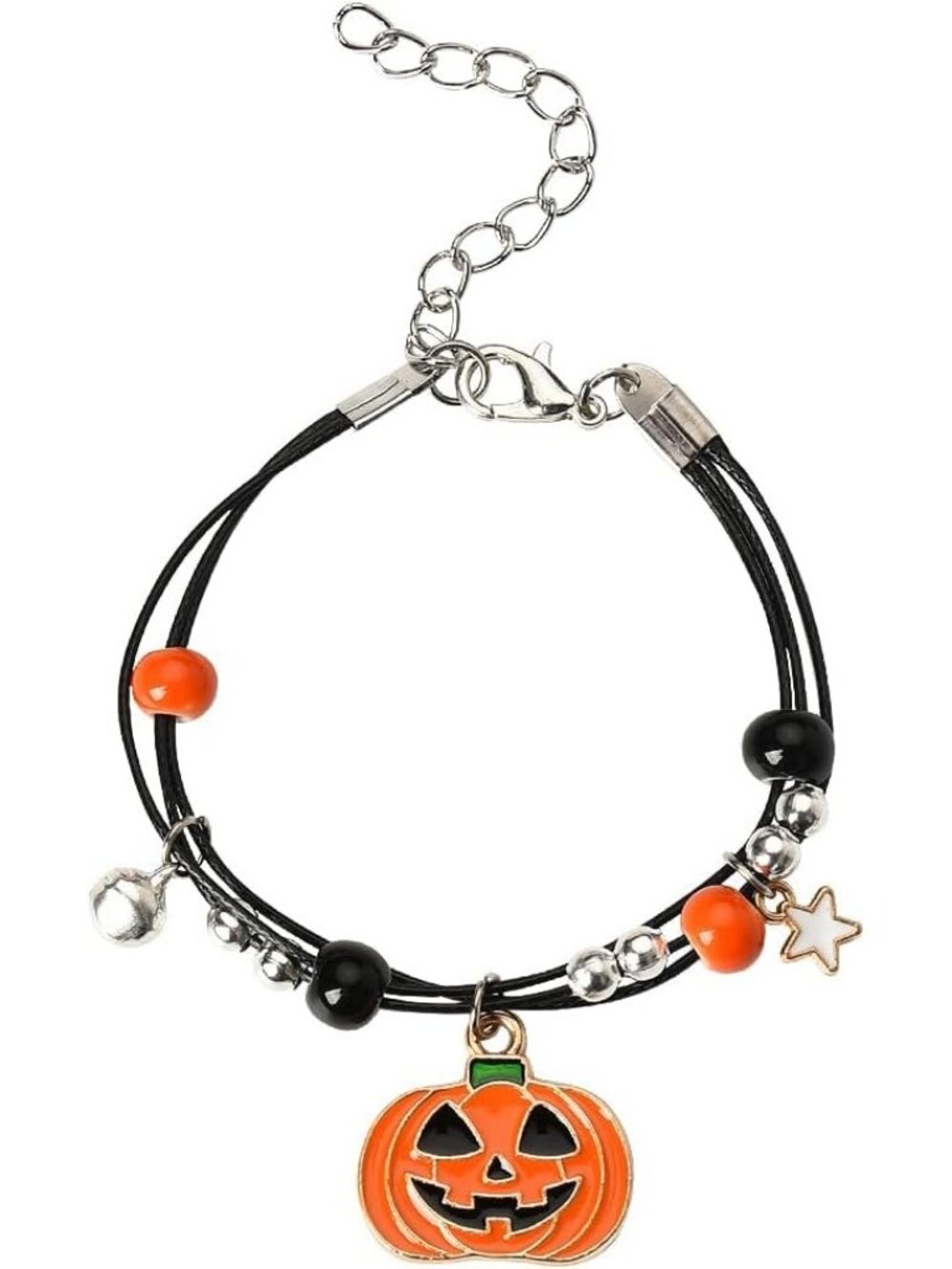 Women's Black Orange Adjustable Halloween Pumpkin Cosplay Party Favor Bracelet